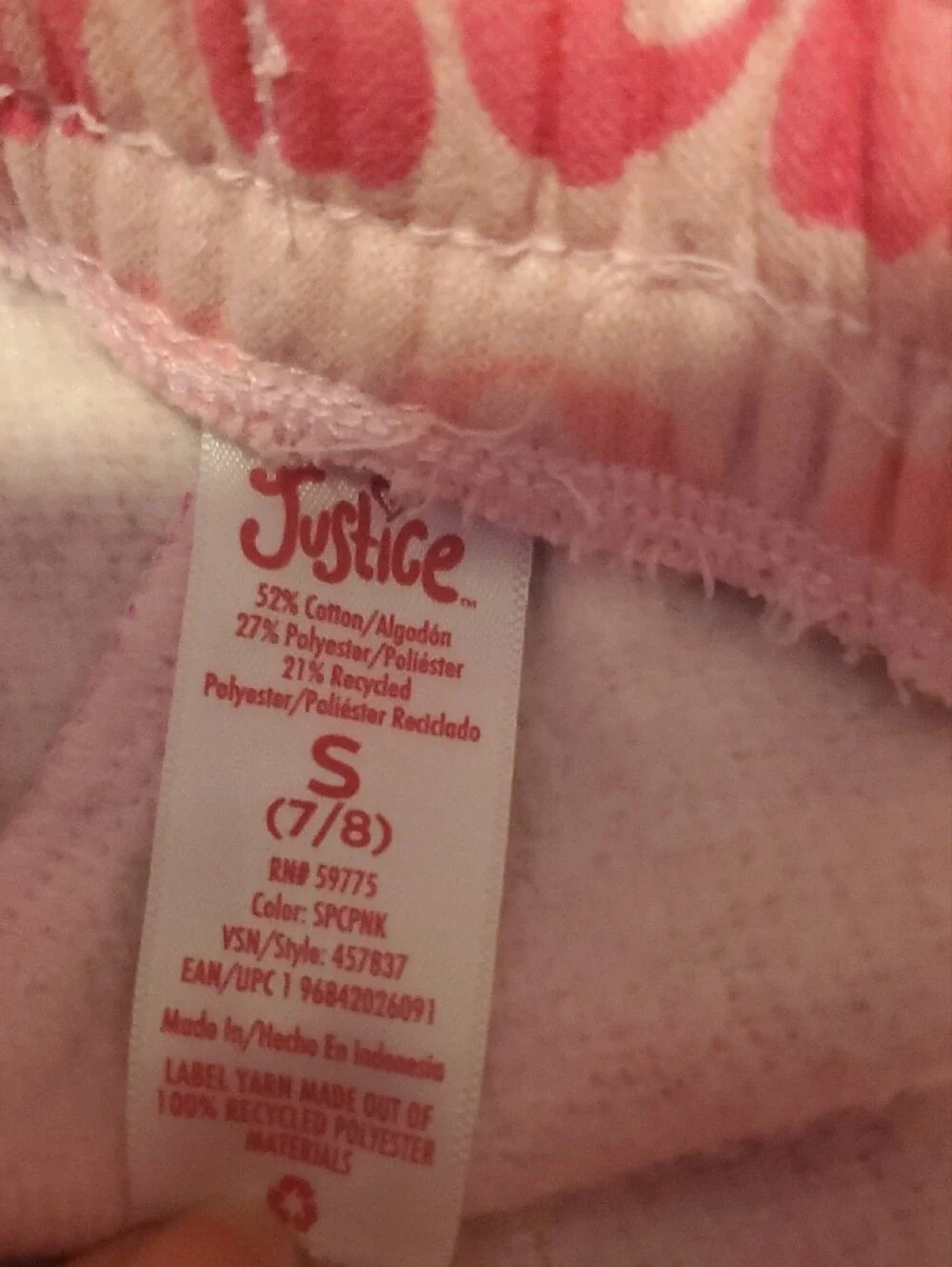 Justice Pink Ombre 'Love Peace' Graphic Sweatpants